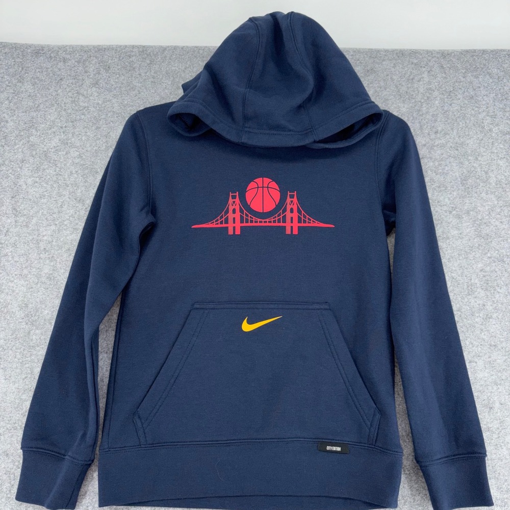 Nike Golden State Warriors Kids City Edition Hoodie Navy Blue 9Z2B7NBEL-WAR S 8